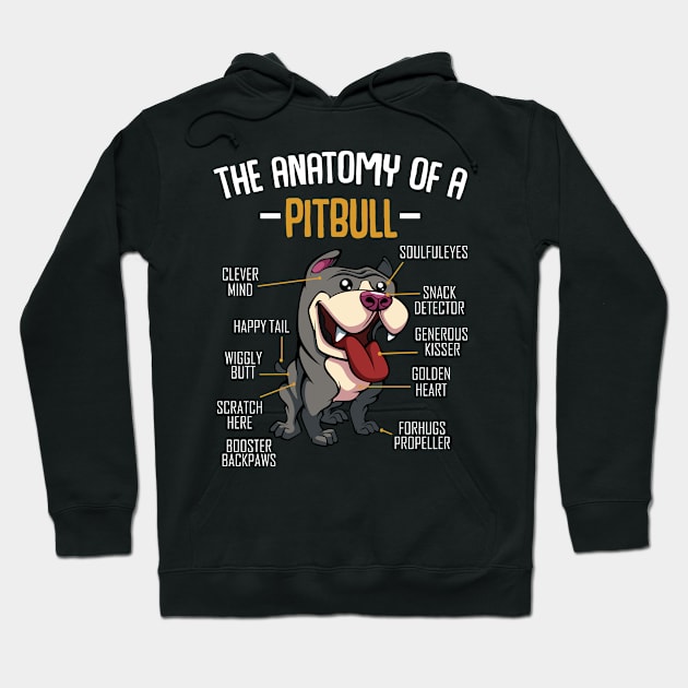 Anatomy Of A Pitbull Cute Dog Pet Animal Lover Hoodie by Funnyawesomedesigns